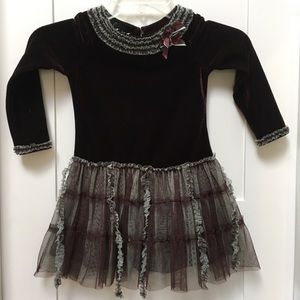 Girls Biscotti Mint & Chocolate Velvet Tulle Dress